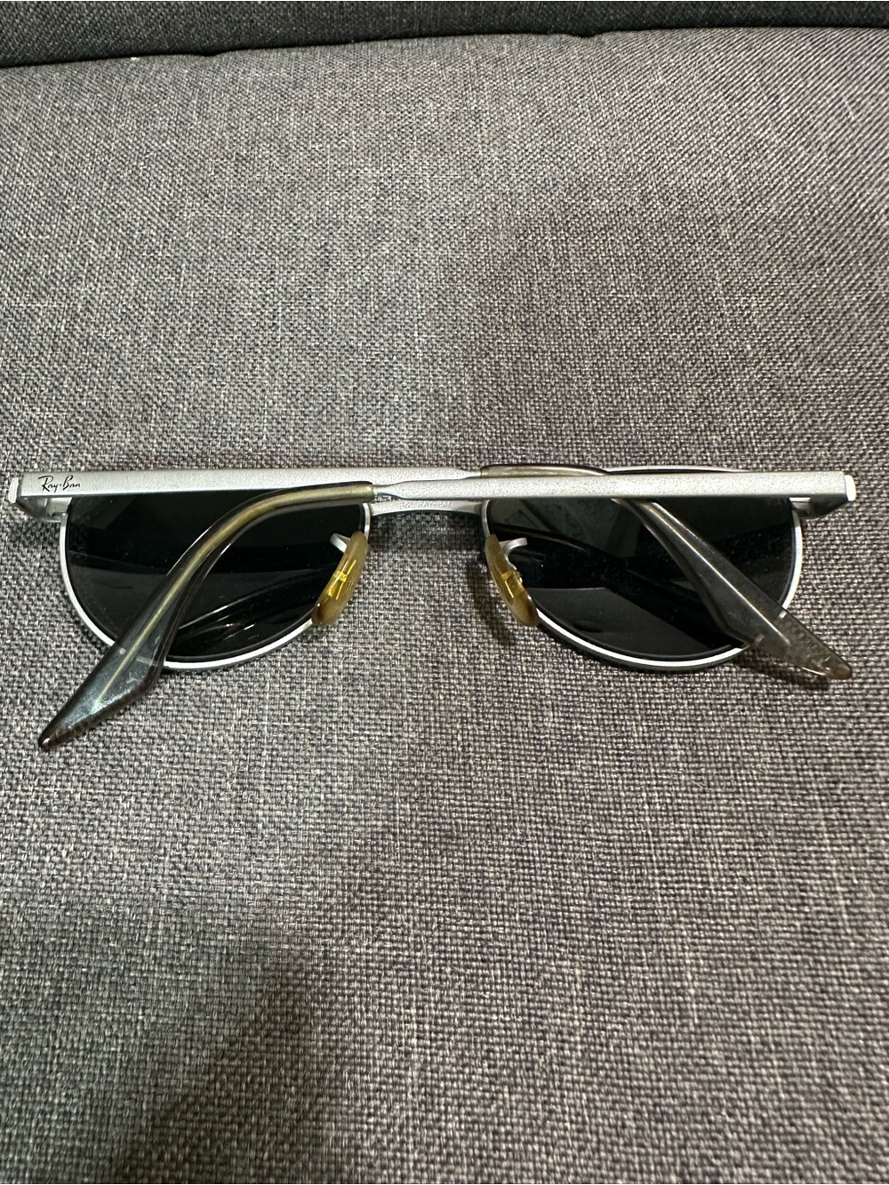 Ray-Ban Silver Oval Sunglasses with Dark Green Lenses - Picture 2 of 10